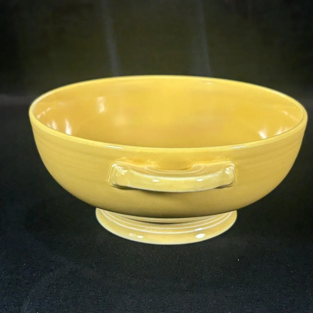 Fiesta Cream Soup Cups / Bowls‎ (2) Yellow w/ Lug Handles 6 5/8